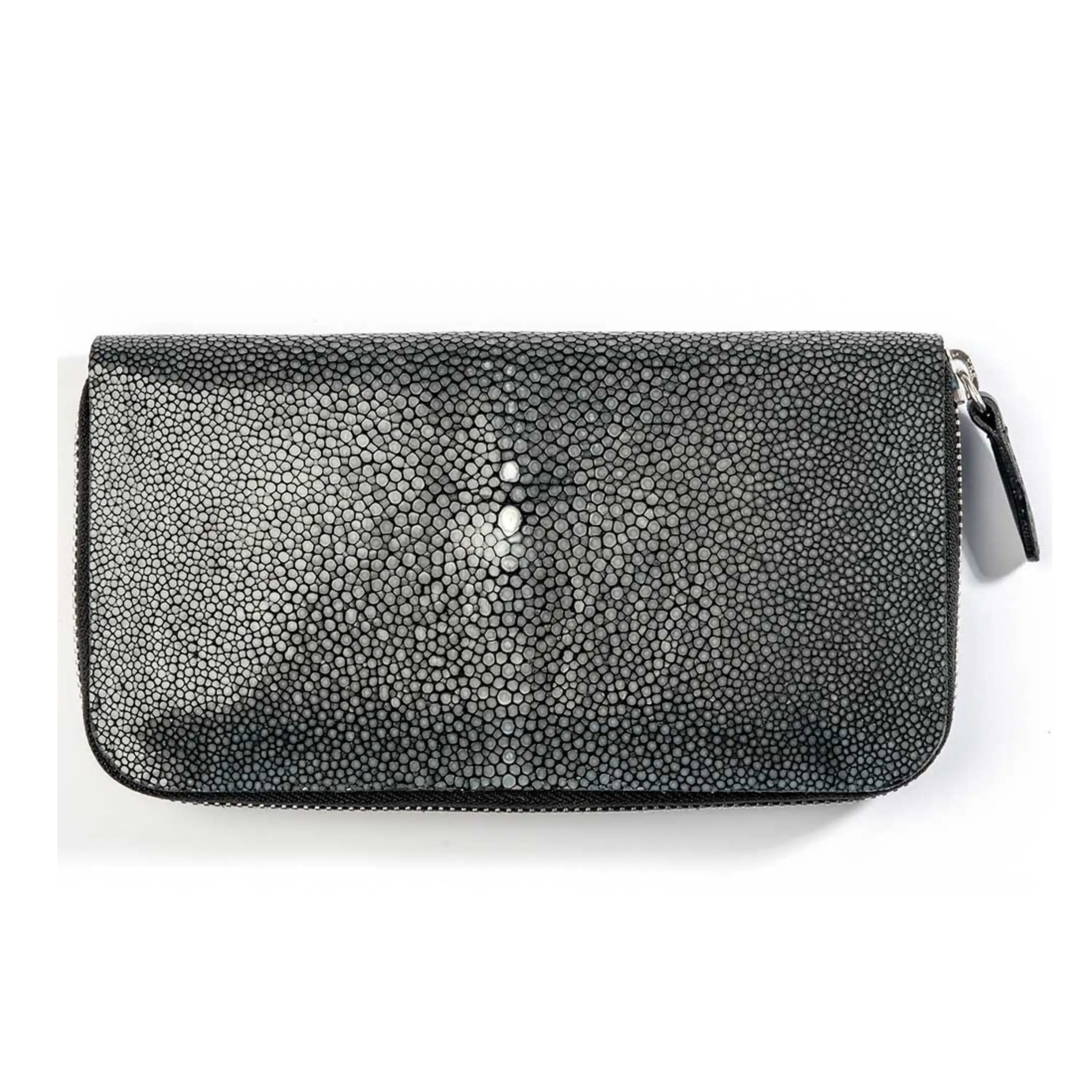 Leder Portemonnaie Groß mit Zip Schwarz